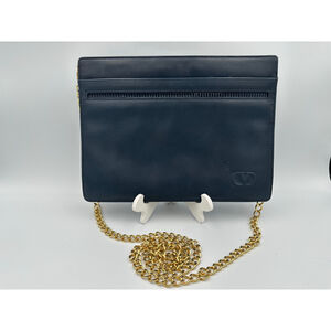 Valentino Garavani Les Sacs | 1980s Vintage Chain Shoulder Bag | Navy Leather